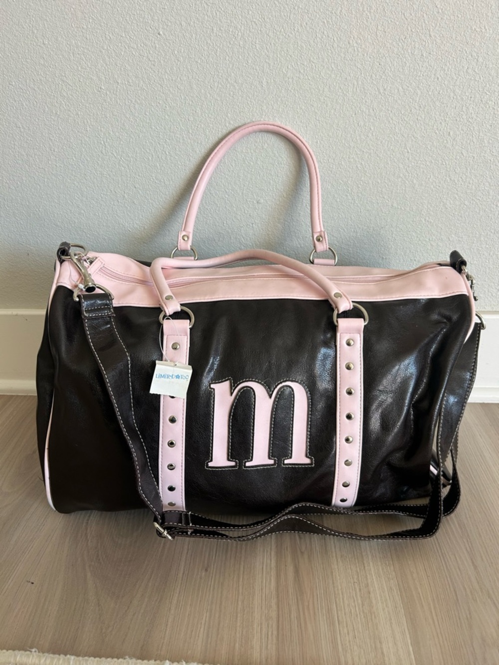 Vintage Y2K Limited Too Initial "M" Duffle Bag – Black & Pink